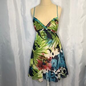 Hollister Ruffle Smocked Back Shoulder Straps Chiffon Floral Lined Dress Size S